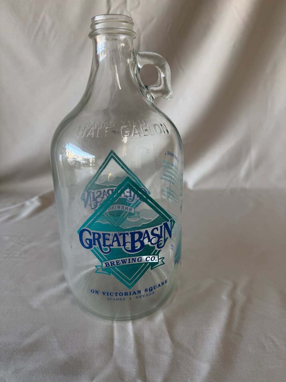 Vintage Great Basin Brewing Co. clear glass Glass Growler. Not made anymore!